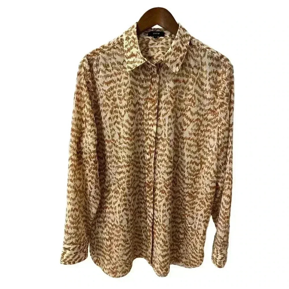 Theory Women’s Printed Menswear Button Front Shirt Size L - Picture 2 of 8